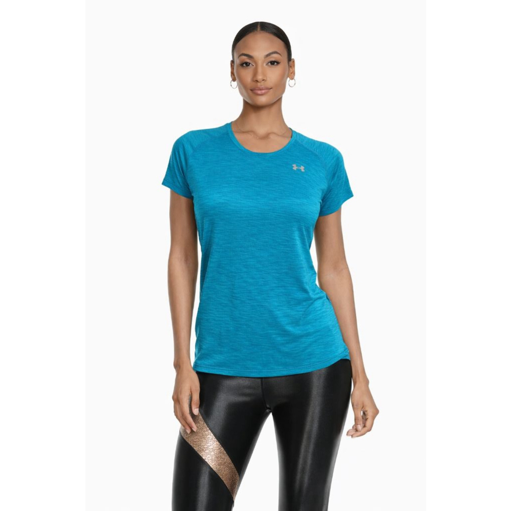 NWOT Under Armour HeatGear Womens XS Blue Short Sleeve Athletic Tee Top